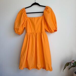 a new day Orange Puff-Sleeve Square Neck Mini Dress
